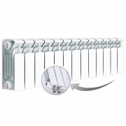 Биметаллический радиатор Rifar Base Ventil 200, 13 секций, с нижним левым подключением