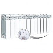 Биметаллический радиатор Rifar Base Ventil 350, 13 секций, с нижним левым подключением