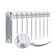 Биметаллический радиатор Rifar Base Ventil 350, 9 секций, с нижним правым подключением
