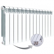 Алюминиевый радиатор Rifar Alum Ventil 500, 14 секций, с нижним левым подключением